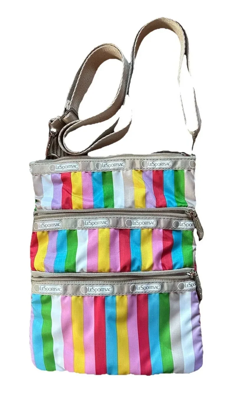 Lesportsac Vintage Madison Rainbow Small Crossbody Shoulder Bag 3 Zipper